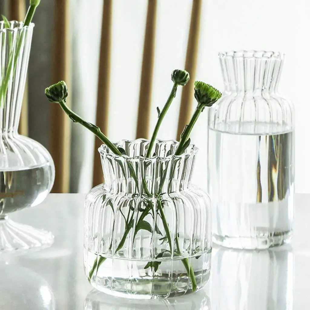 1/2/3pcs Nordic Creative Transparent Vases Glass Bottle Flower Pot Hydroponic Terrarium Arrangement Container Table Vase Decor Y260314