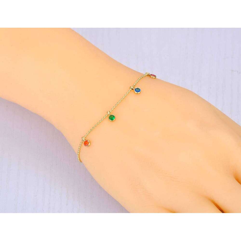 Lokaer Fashion Colorful CZ Crystal Charm Bracelets For Women 18K Gold Plated Stainless Steel Bohemia Party Chain Bracelet B22087 Z260313