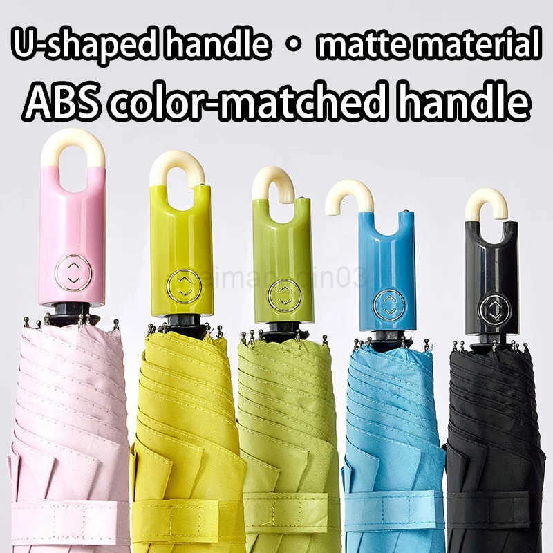 Doughnut Hook Umbrella Black Rubber Automatic Umbrella Buckle Rain Dual Purpose Sunscreen UV Protection Sunshade Umbrella H260314