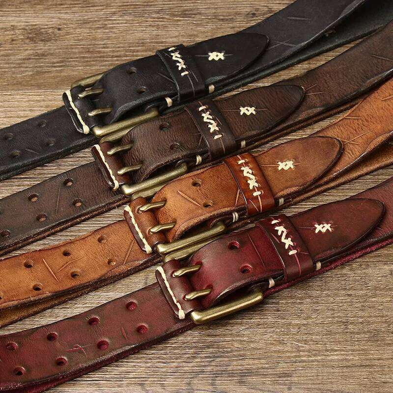 3.8CM High Quality Genuine Leather Brass Buckle Belt Luxury Belts Men Pure Cowskin Fashion Strap Male Jeans for Man Z260226