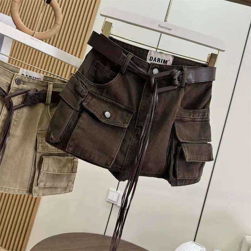 2025 Autumn New Spice Girl Street Retro Cargo Shorts Skirt Women Z260314