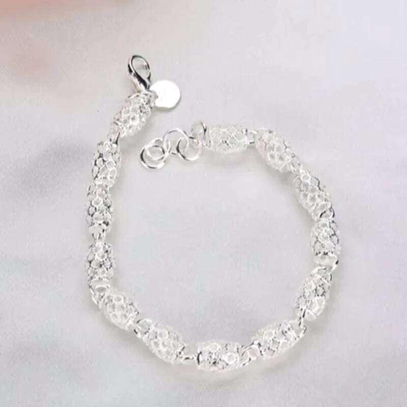 925 Flower Beads Charm Bracelets For Women Hollow Ball Silver Bracelet Adjustable Wedding Party Jewelry Gifts Z260313