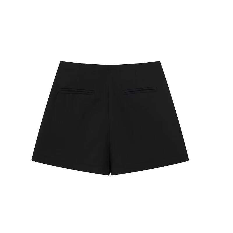 MUJER Women's Fashion High Waist Woman Zip Asymmetric Skirts 2025 Summer Black White Mini Shorts Z260314