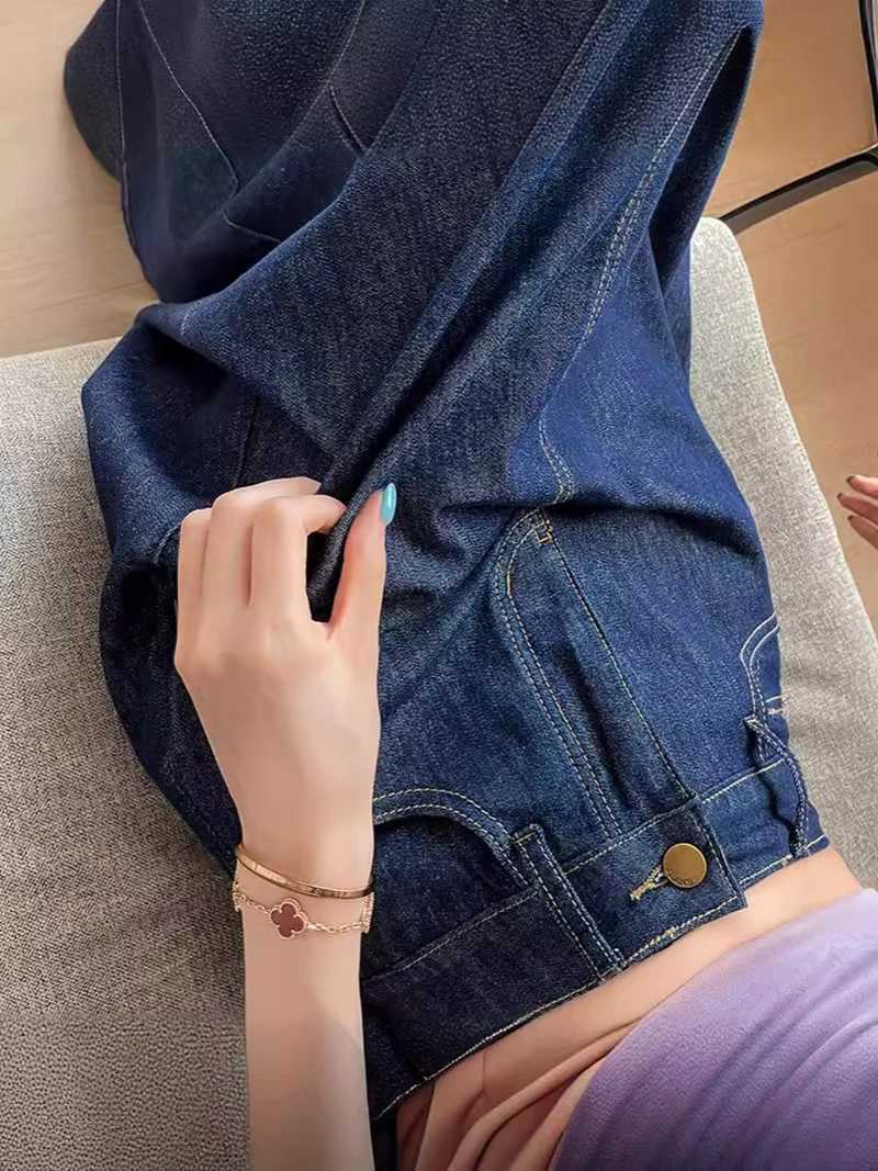 Deep Blue Denim Half Skirt Summer Womens High Waist A-line Midskirts Korean Versatile Slim Fit Skirts Oversized S-3XL M260314
