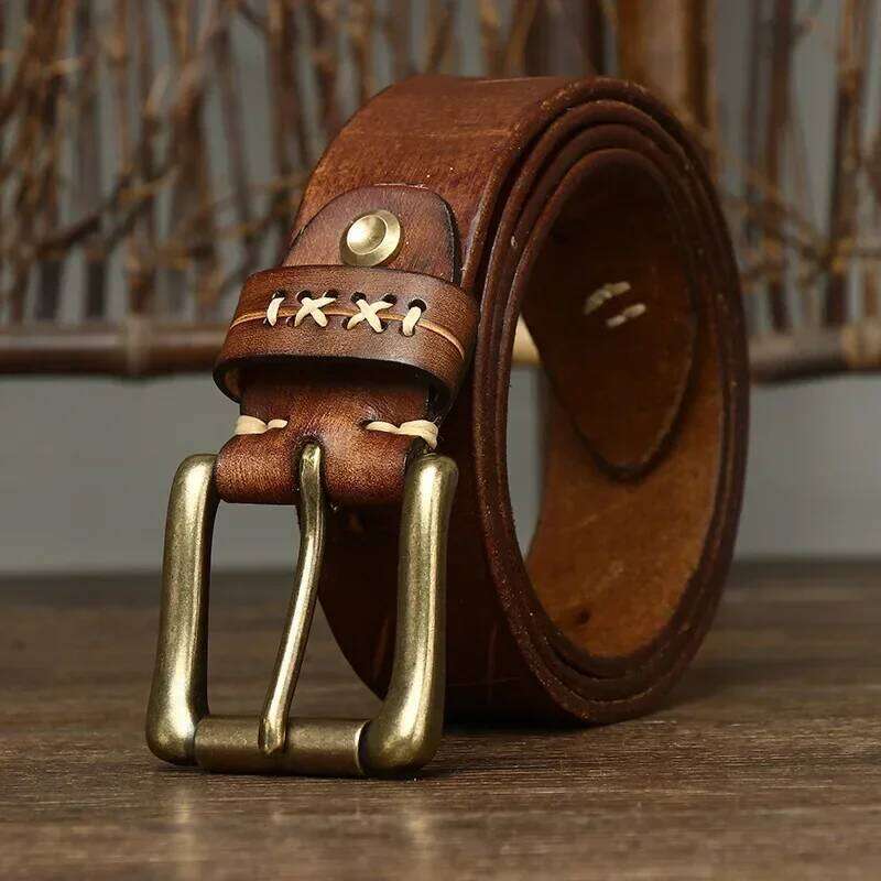 Men High Quality Genuine Leather Belt Luxury Pin Buckle Belts Pure Cowskin Vintage Strap Male Jeans for Man Cowboy Z260226