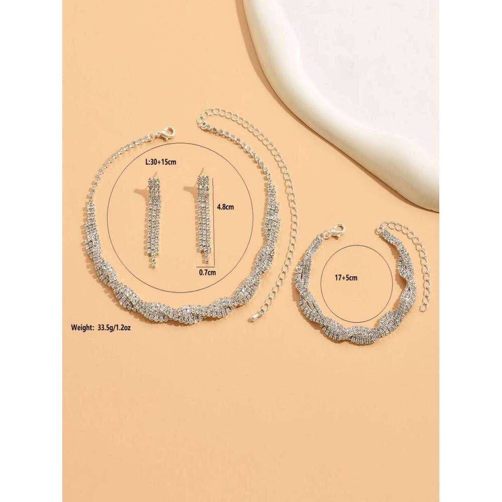 4PC Women's Fashion Trend Copper Claw Chain Tassel Necklace Earrings Bracelet Jewelry Set Wedding Banquet Party Festival Gift Z260313