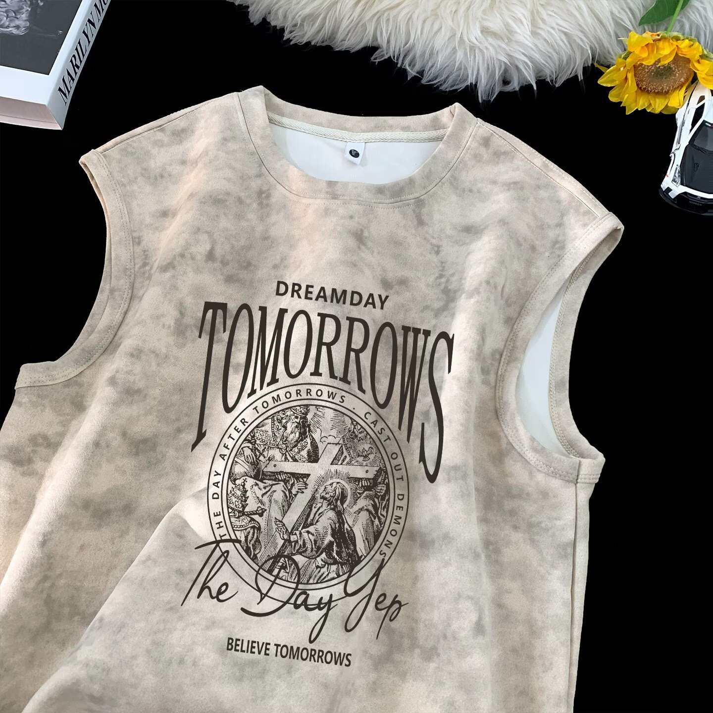 2026 Summer New Style Ins Tiedye Trendy Sleeveless Vest For Men American Simple Casual Polo Loose Designer T-shirt Trendy Designer Hoodie Fashion Tank Top