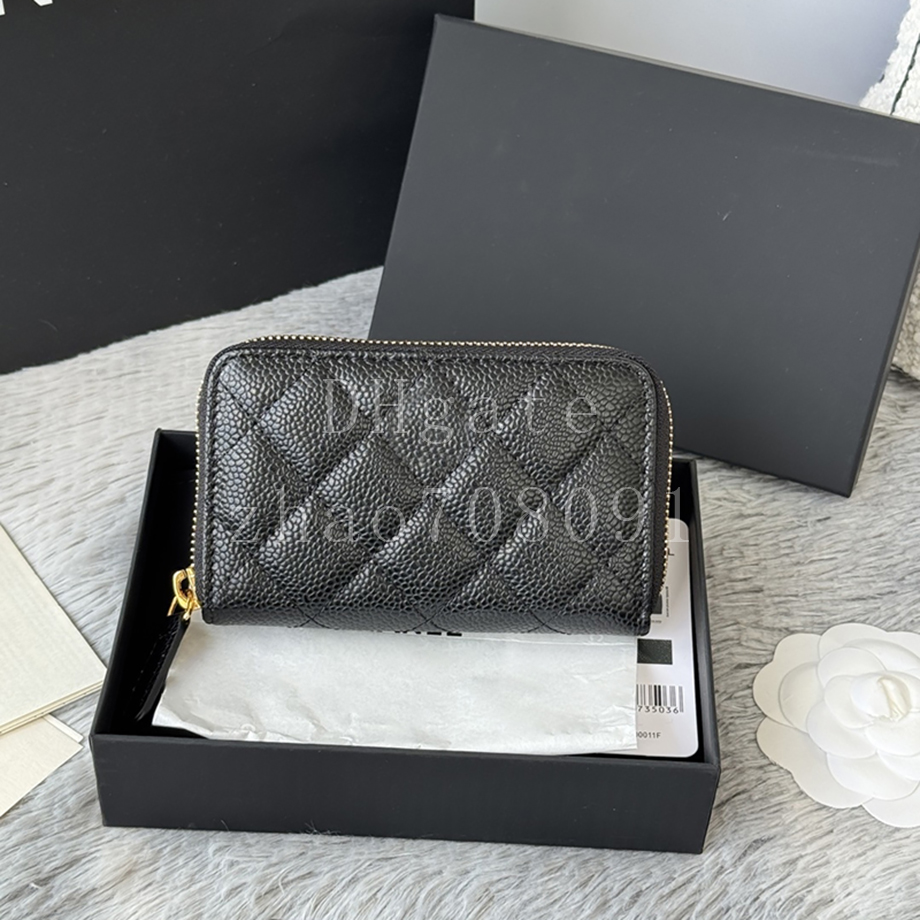 Genuine Leather Zipped Coin Purse Designer Bag 12cm Luxury Card Holder Wallet Diamond quality With box 25CAP3686