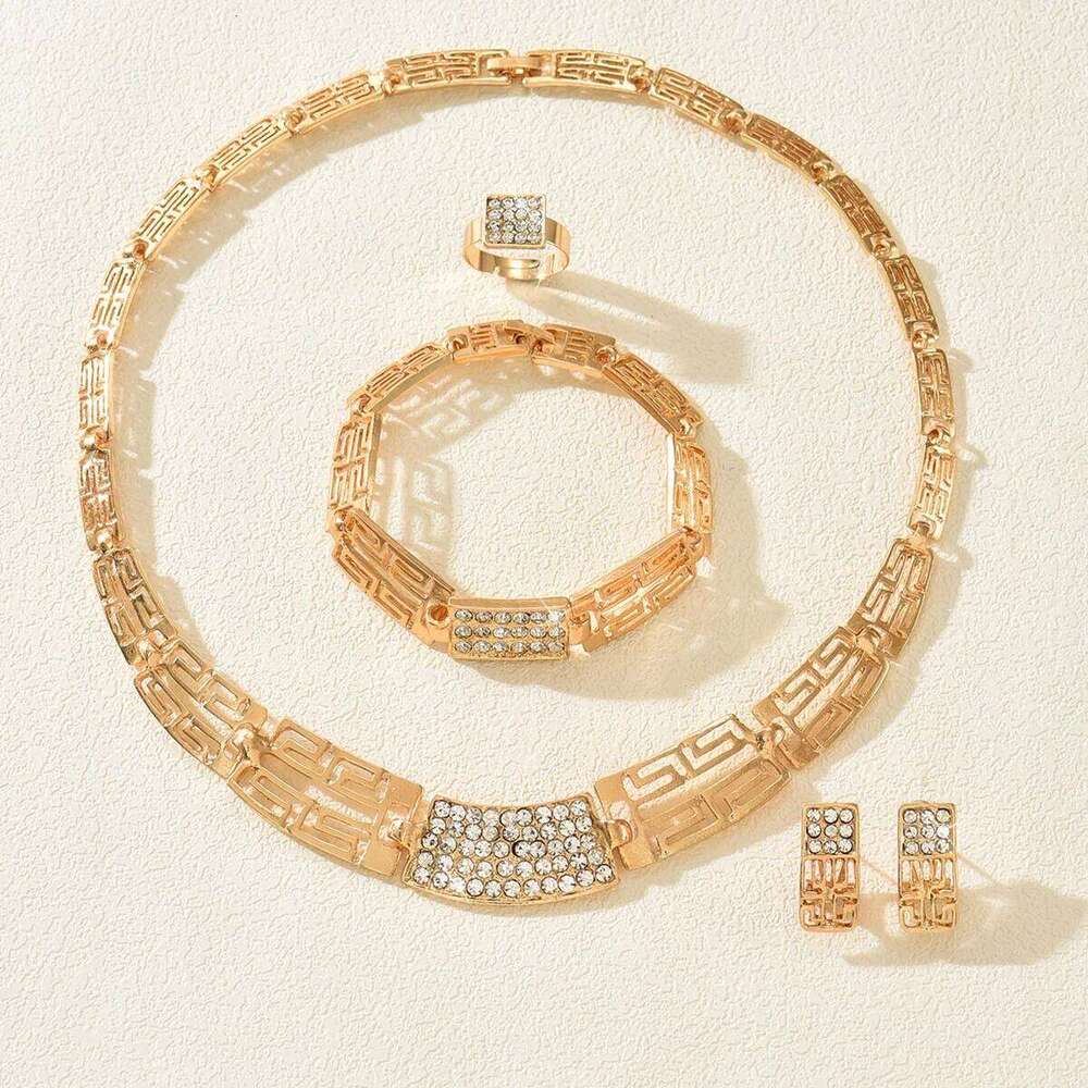 Cross border e-commerce Europe and America high-end atmospheric necklace earrings bracelet ring set Z260313