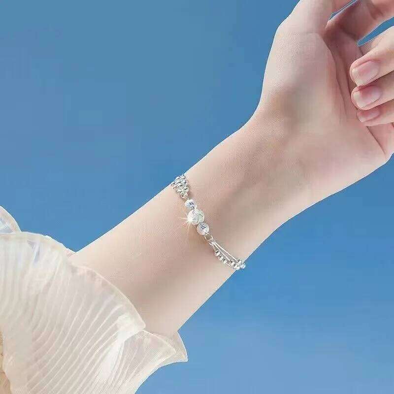 Fine 925 Sterling Silver Lucky beads ball chain Bracelet For Women luxury fashion party Wedding Jewelry lovers gift charms Z260313