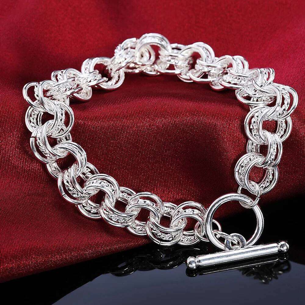 Fashion 925 Sterling Silver Ring Round Bracelets For Women Men Wedding Luxury Quality Jewelry Z260313