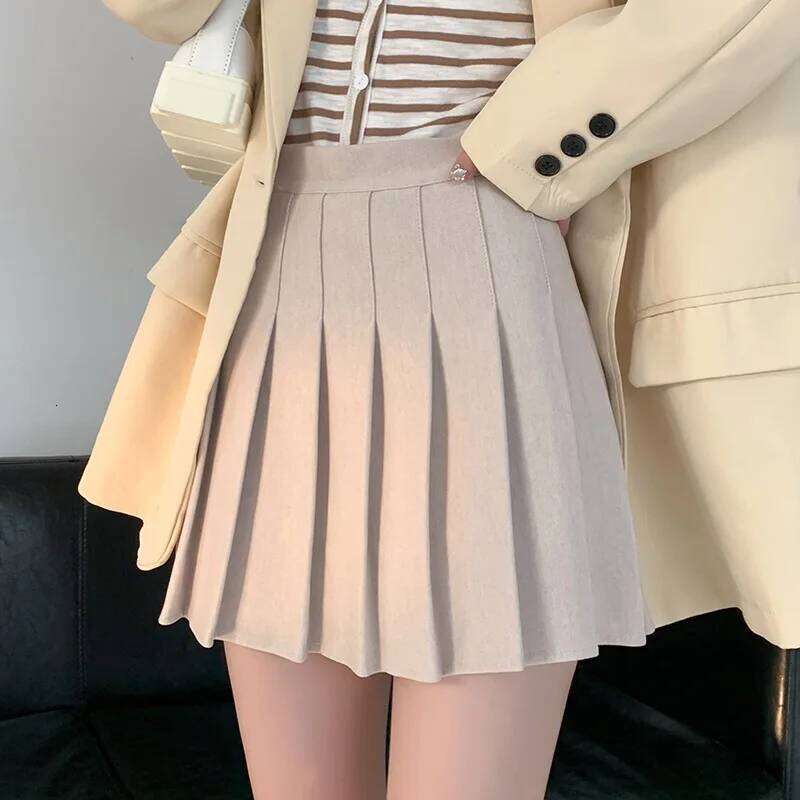 Pleated Skirt for Women Spring Woolen Short High Waist Slimming A-line Autumn Winter Z260314