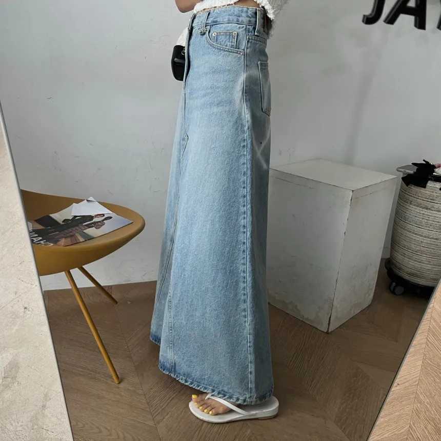 Long Denim Skirt Women 2024 Summer New Arrivals Heart Pattern High Waist A Line Jean Skirt For Women Streetwear Maxi Skirts M260314
