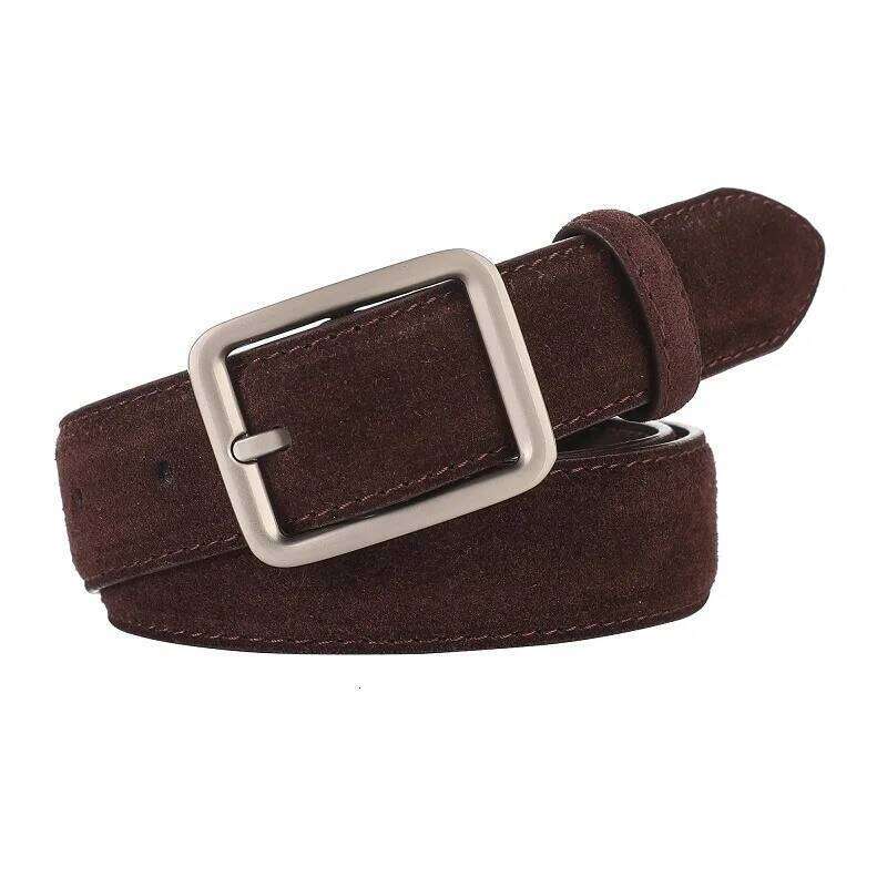 Leather Belt Woman Western Brand Metal Buckles Genuine Luxury Suede Cowhide Women's Belts 2.8cm Wide Women Dress Jeans Girdle Z260226