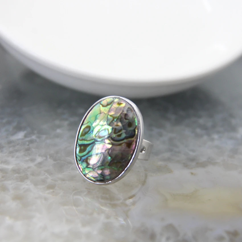 Natural Beautiful Abalone Shell Adjustable Rings Pearl Classic Round Shape RingsFinger Rings Reiki Heal Geode Rings Jewelry 260312