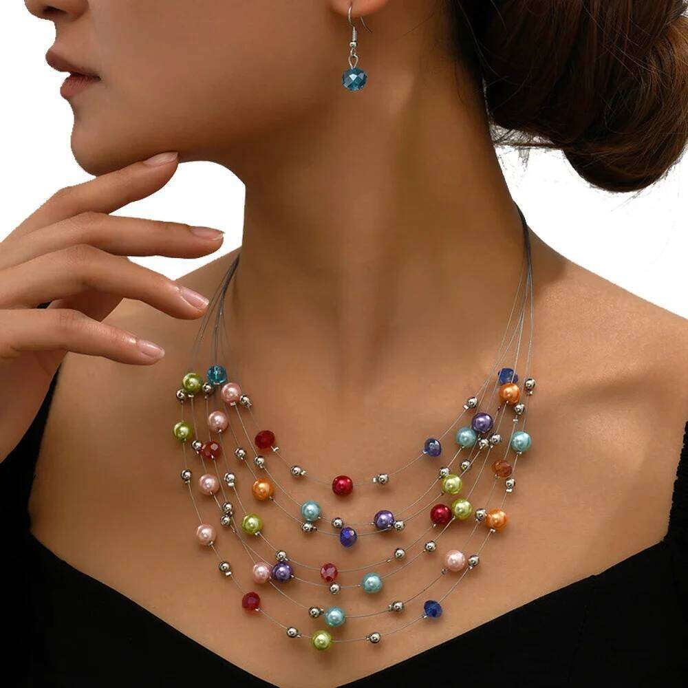 Ethnic Earrings For Beaded Mixed Sets Multilayer Choker Necklace Women Jewelry Set Z260313