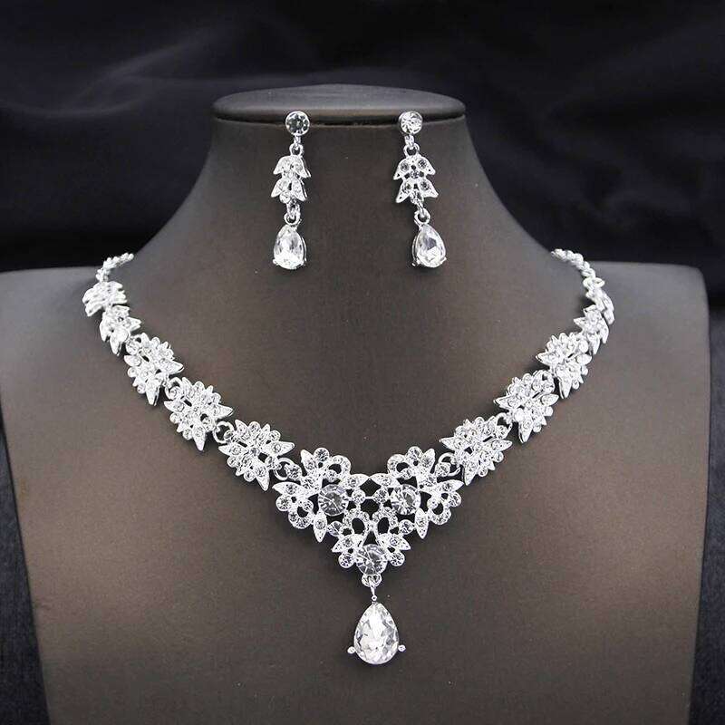 Bridal 3 Pcs Baroque Wedding Crown Jewelry Sets Tiaras and Necklace Earrings Set Party Prom Dress Costume Accessories Z260313