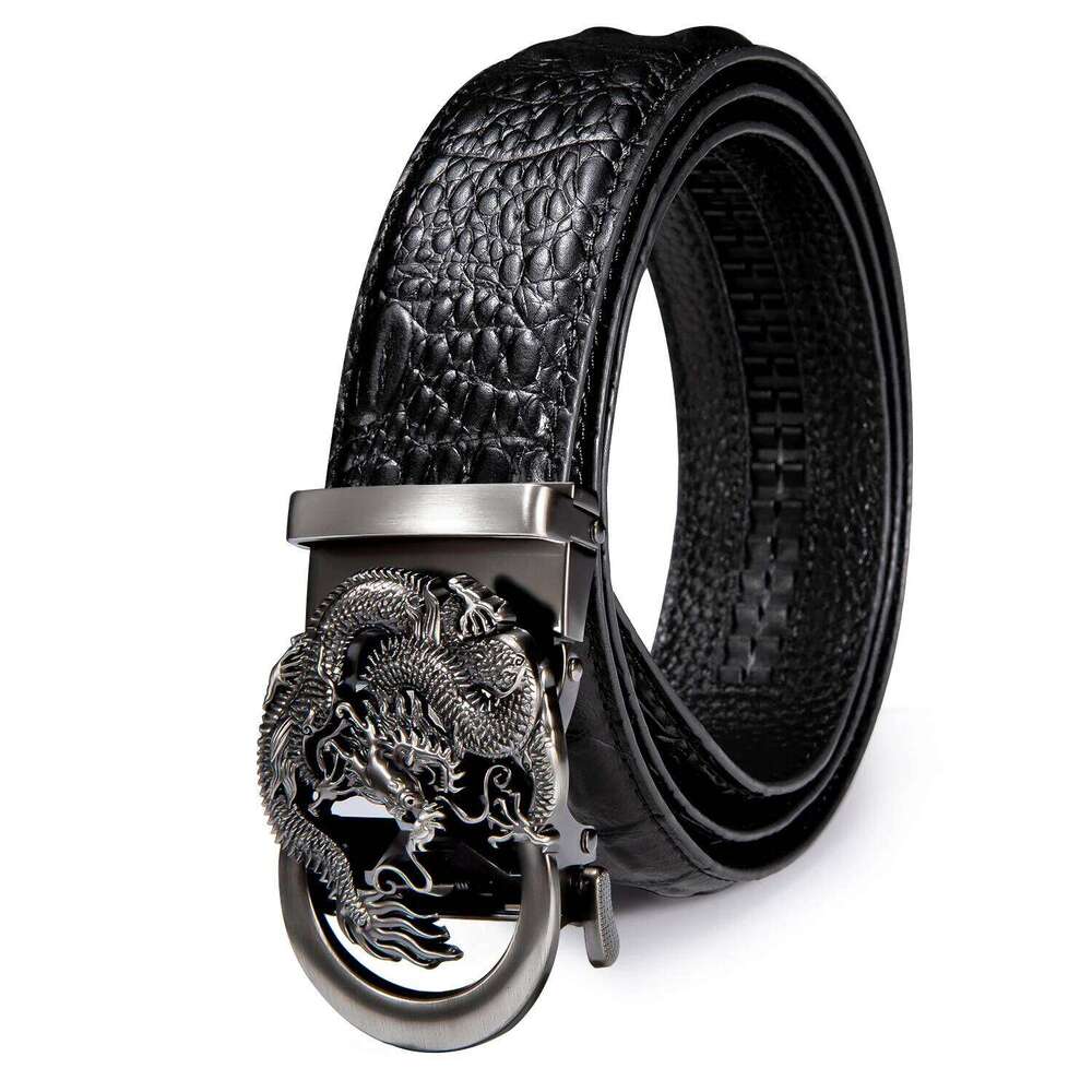 Black Crocodile Pattern Leather Mens Belts Dragon Automatic Buckles Ratchet Vintage Waistband Belt for Men Jeans Dress Z260226