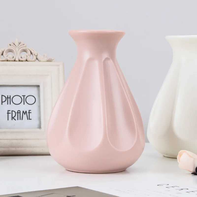 Nordic Plastic Vase Simple Small Fresh Flower Pot For Flowers Modern Home Wedding Decorations Ornaments Table Centerpiece Y260314