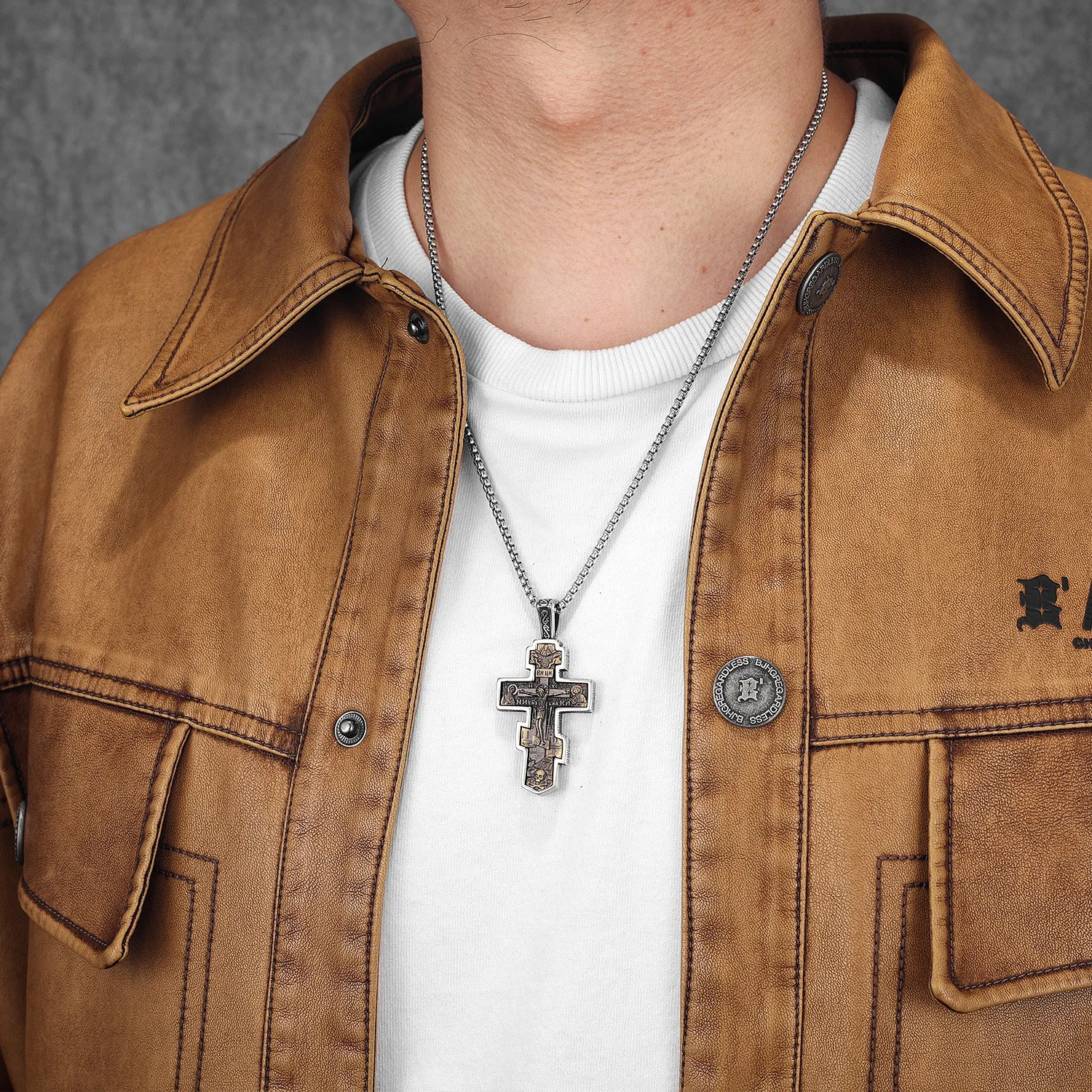 Exorcist Jesus Cross Brass Stainless Steel Men Necklaces Pendant Chain Punk for Women Fashion Jewelry Gift Wholesale Dropshiping 260312