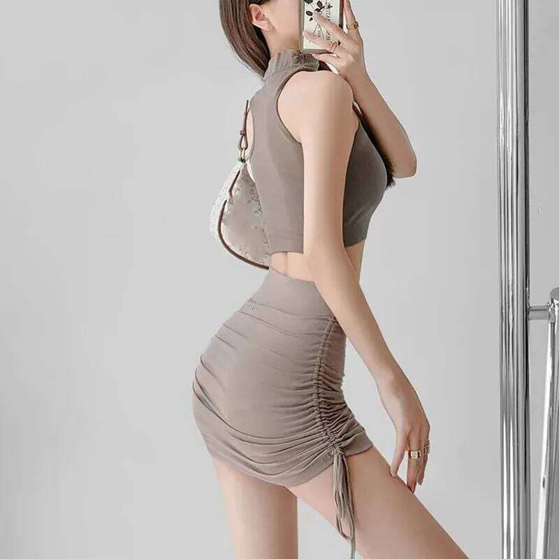 2025 New High Waist Sexy Elastic Mini Wrap Hip Slim Fit Summer Stretchy Shorts Party Skirts with Drawstring Design Z260314