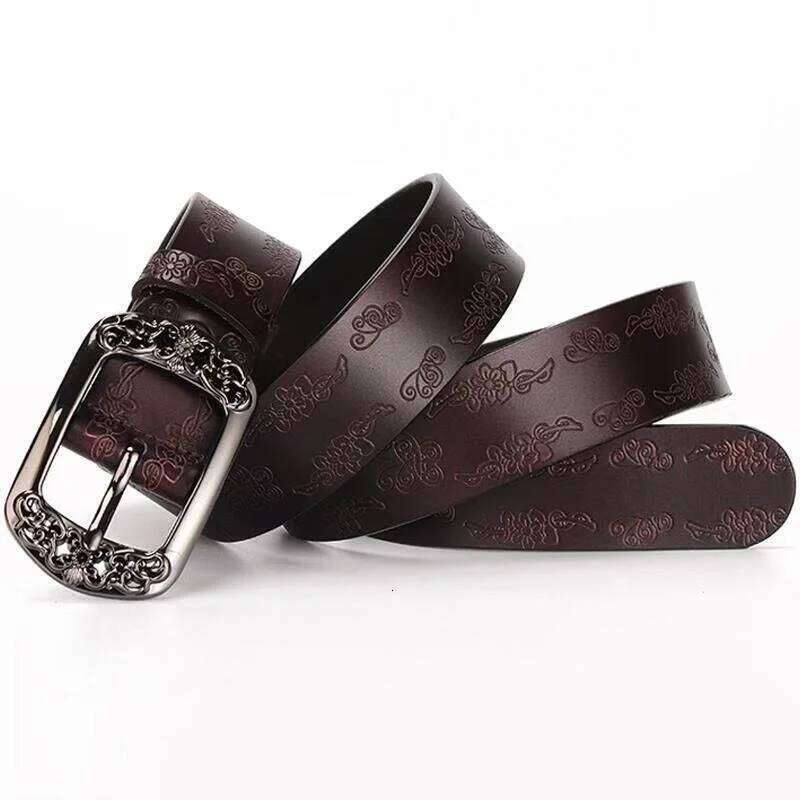 Genuine Leather Belts Women Second Layer Cowskin Woman Vintage Pin Buckle Strap Jeans Belt for Men Z260226