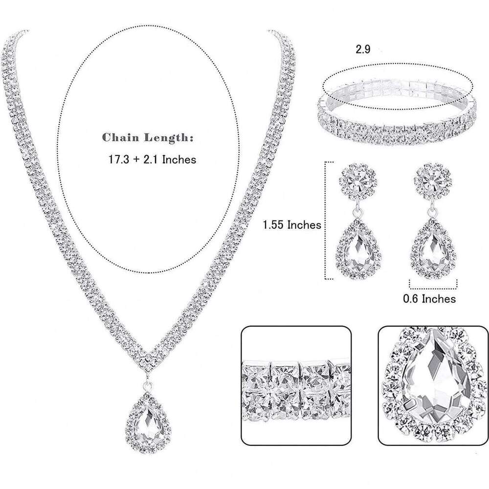 4pcs/set Ladies Rhinestone Set 2025 New Gorgeous Bridal Wedding Jewelry Eid al-Adha Holiday Gifts Z260313