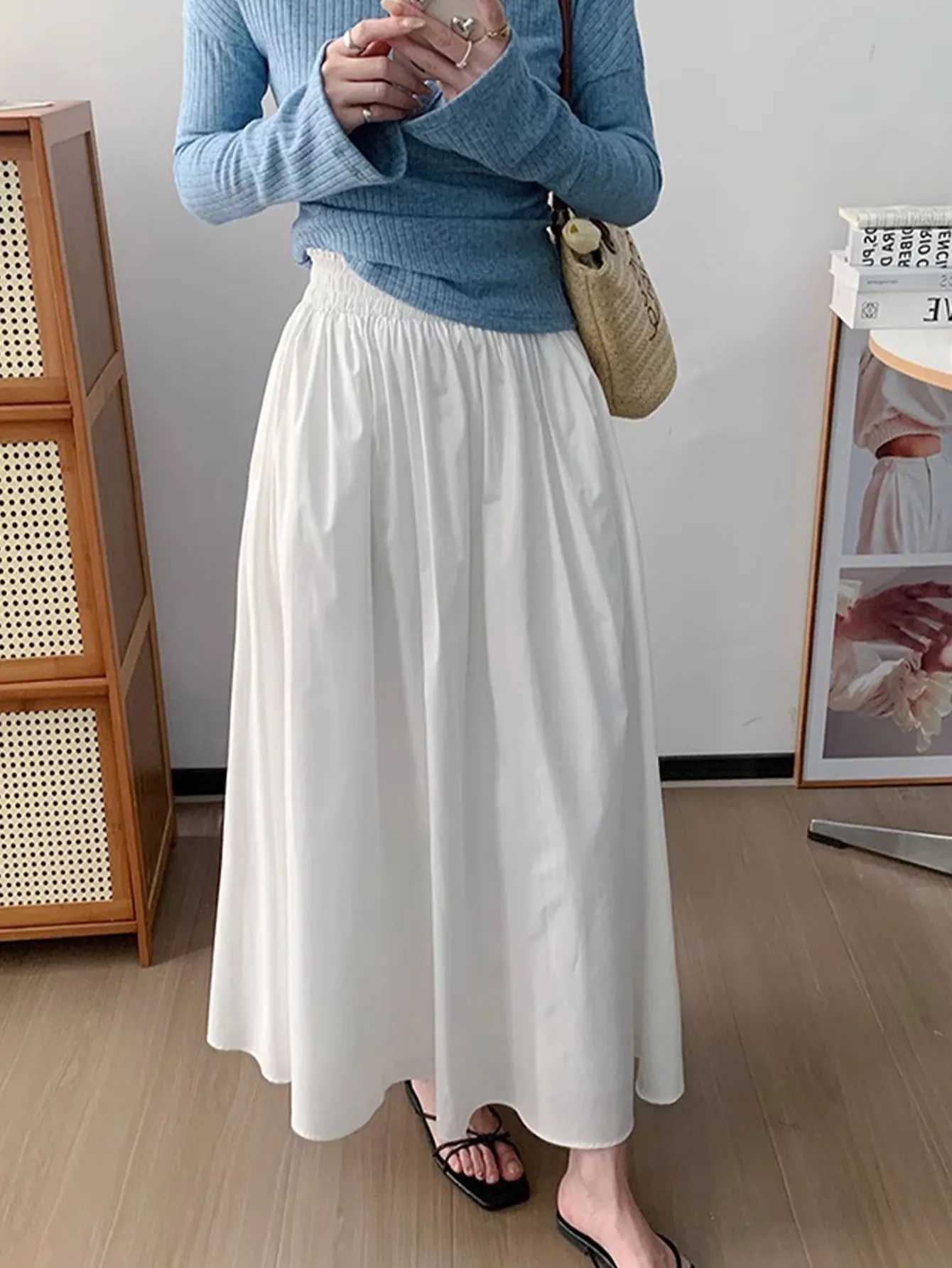 Elastic waist slim pants skirt summer and autumn leisure loose long skirt womens clothing M260314
