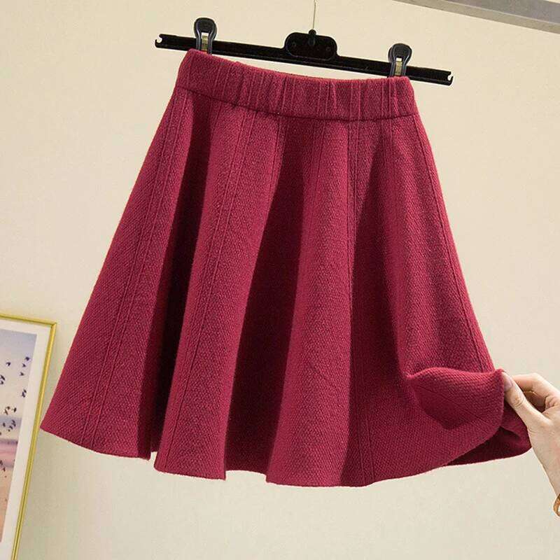 Women Winter Warm Knitted Mini Popular Korean Short Pleated Skirt Preppy Style High Waist Knitting Skirts for Woman Z260314