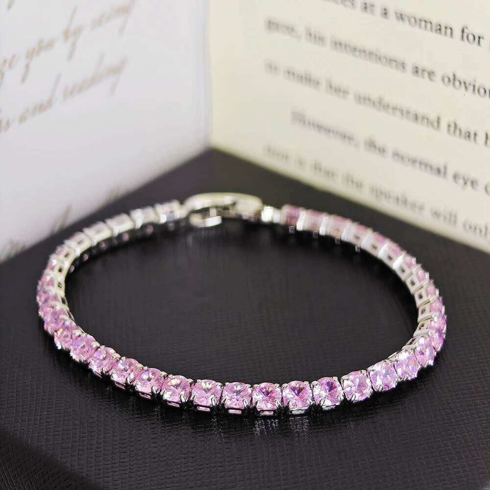 2024 New Arrival Luxury Round pink color on hand Bracelet Bangle For Women Anniversary Gift Jewelry S5787 Z260313