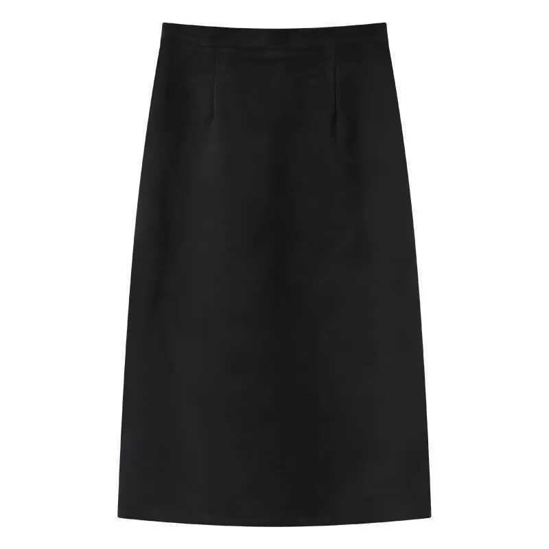Woolen midi skirt for women high waisted autumn and winter 2026 new item covering the hips to show off thinness medium to lo M260314