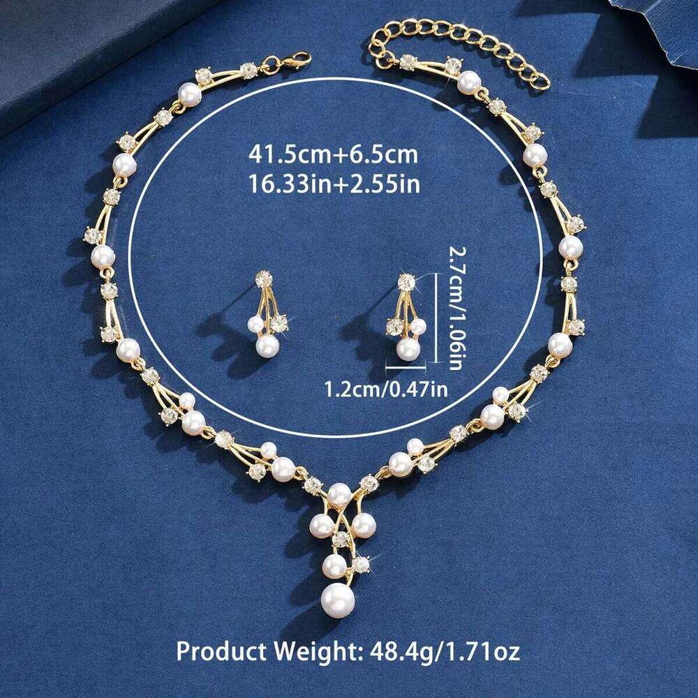 Elegant French minimalist and atmospheric alloy necklace earrings two-piece set paired with formal attire Z260313