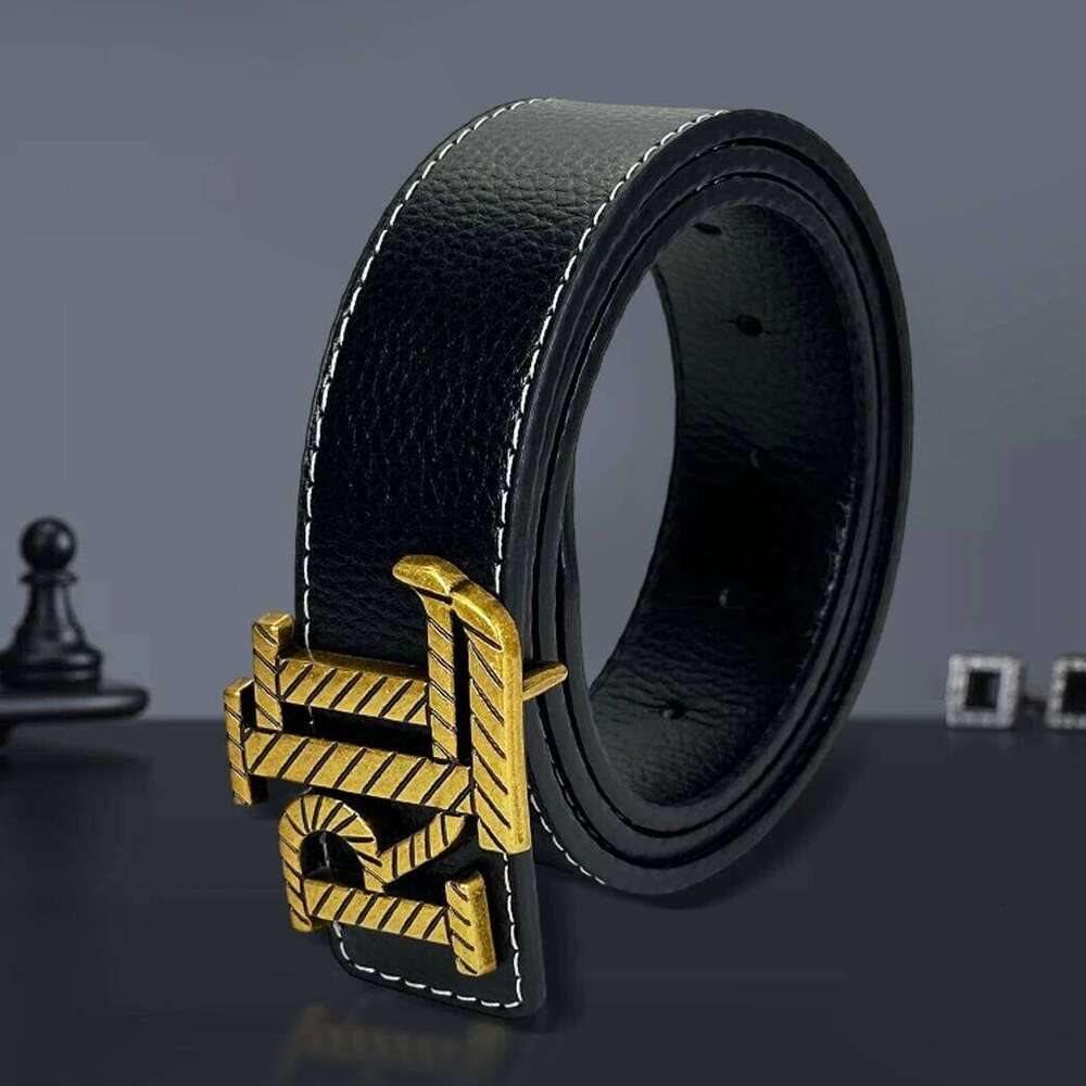 Men's Black PU Leather with RLL Print Design Versatile Multi-Color Business Casual Formal Belt for Jeans Trousers Gift Z260226