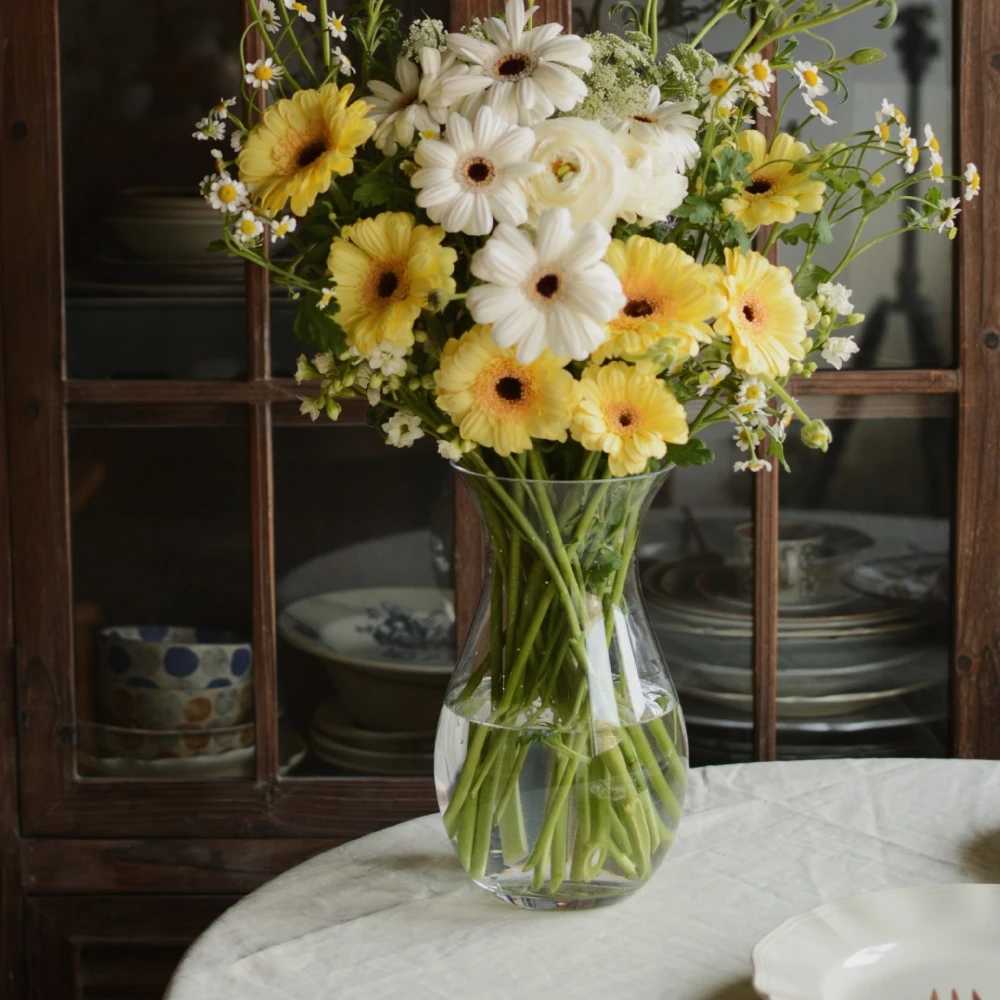 Modern Minimalist Waisted Glass Vase Hydroponic Flower Vase Nordic Style Elegant Home Living Room Decoration Ornament Y260314