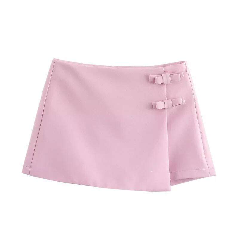 HXAO Women's Spring Mini 2025 Summer White Pink Bow Short Fashion Casual Elegant Party Mid Waist Y2k Skirts Z260314