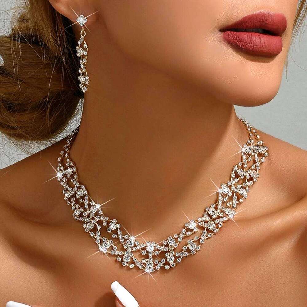 Ladies' light luxury style design necklace, earrings, jewelry set suitable for weddings, gatherings, holidays, gifts Z260313
