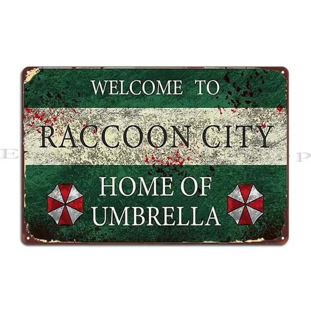 Welcome To Raccoon City Metal Sign PaintingVintage Wall Decor Funny Design Tin Sign Poster D260314