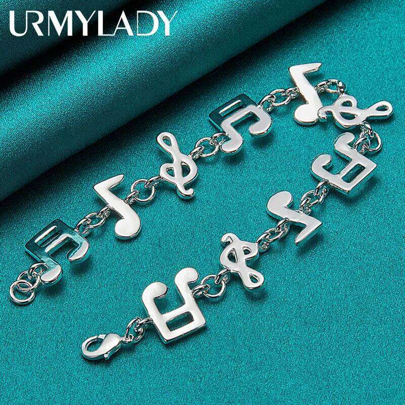 URMYLADY Fine 925 Sterling Silver Music Chain Bracelet For Women Wedding Engagement Party Fashion Charm Jewelry Z260313