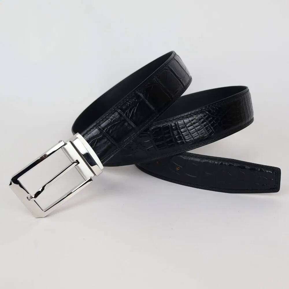 Men's real crocodile genuine leather luxury brand fashion men's belt buckle with suit pants Z260226