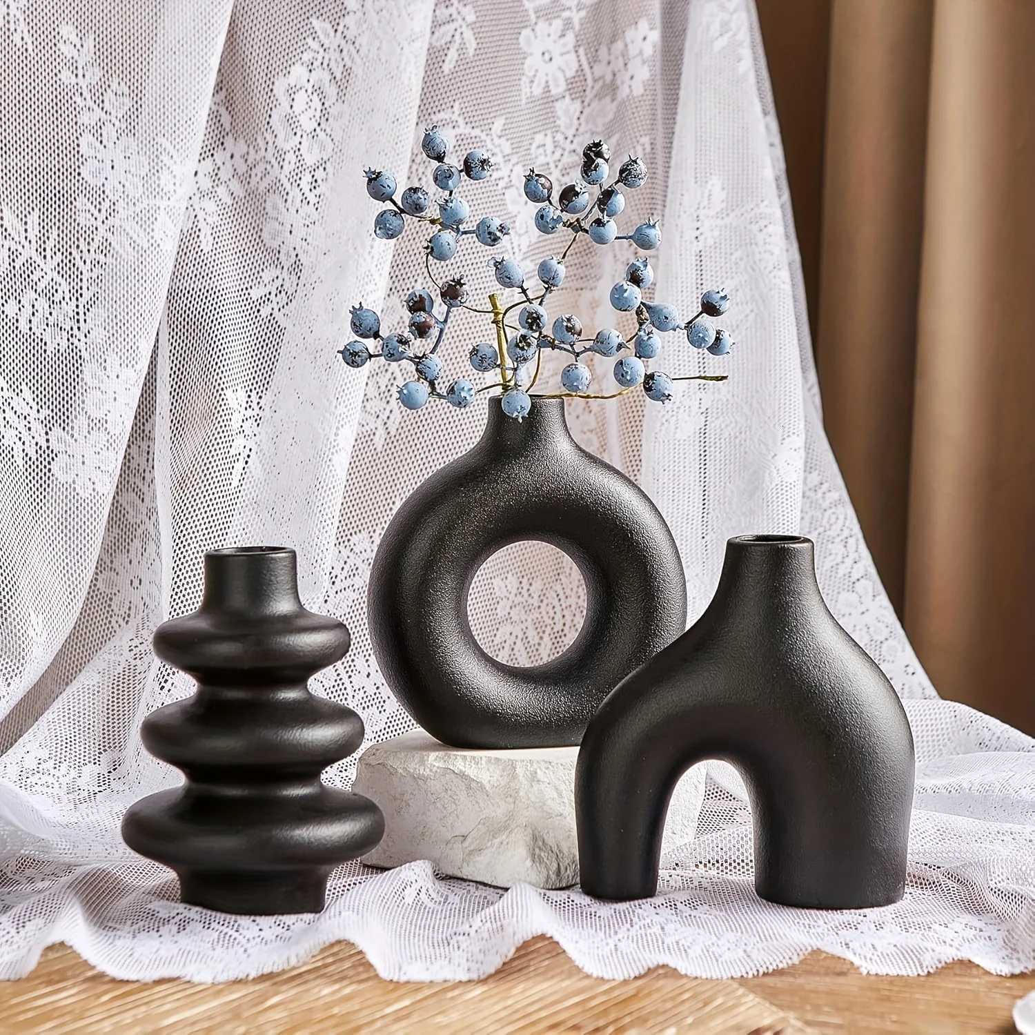 Bohemian ceramic vase set decorative vase ornaments wedding living room bedroom coffee shop dining table decoration gifts Y260314