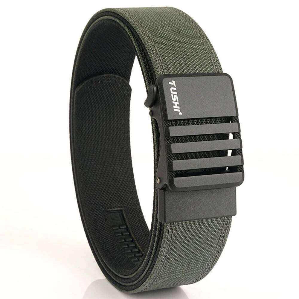 TUSHI Stylish for Men Metal Automatic Buckle Tight Nylon Military Stiff Work Belt Rigid Casual Girdle Male Z260226