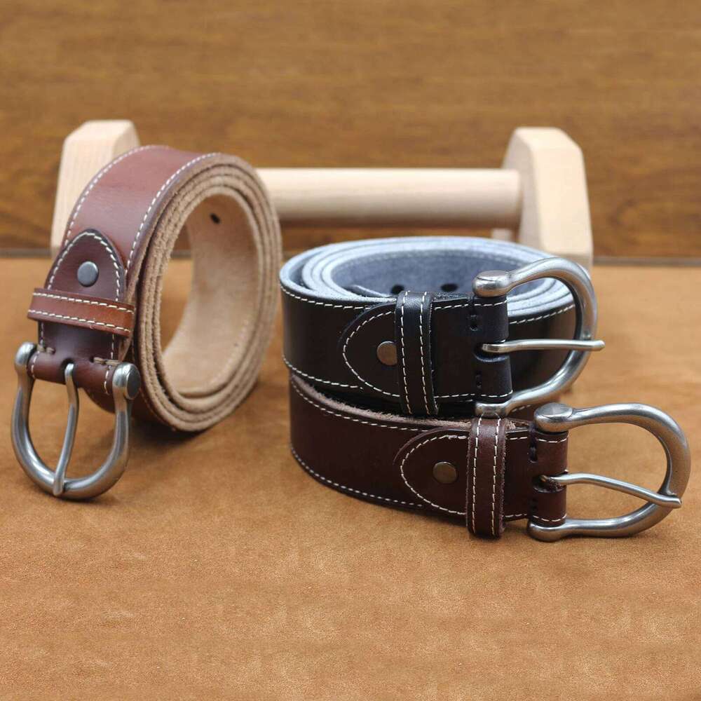 Men's male genuine strap brown cow leather belt for men pin buckle vintage jeans cintos masculinos Z260226