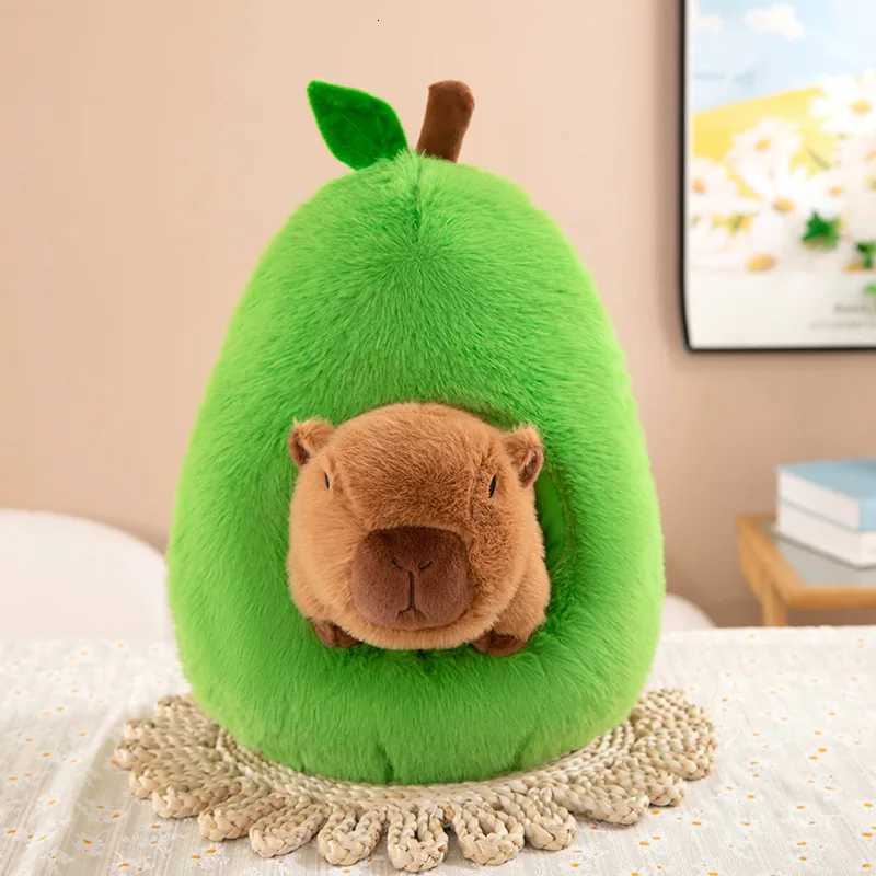 Capybara Avocado Plush Toy Doll Capibala Sleeping Pillow Large Plushie Birthday Gift Kawaii Creative Fruit Rag Doll Cushion Y260314