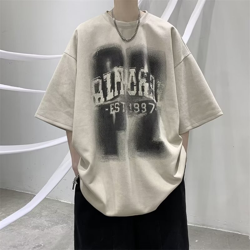 European And American High Street Shortsleeve Designer Hoodie For Men Summer Trendy Polo American Style Designer T-shirt Large Size Round Neck Halfsleeve