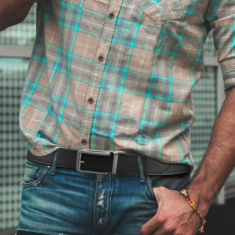 CHAOREN Men's Leather Belt Letter Print Luxury Classic Buckle Business Cowboy Vintage Waistband Alloy Belts Z260226