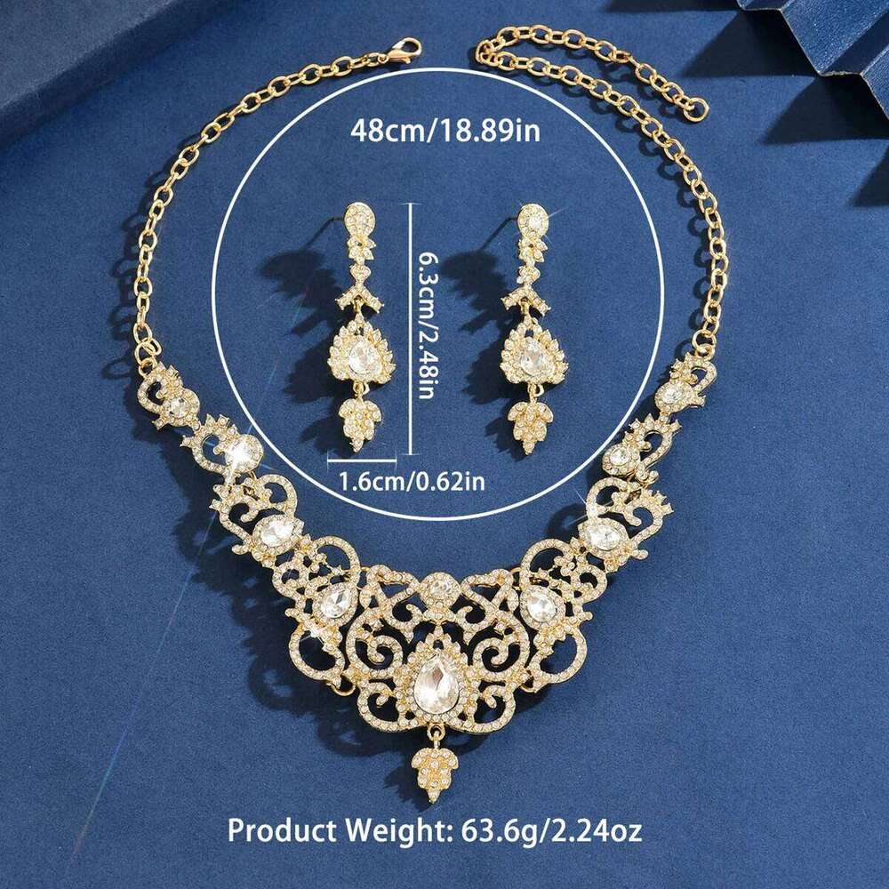 Cross border new set necklace, earrings, diamond inlaid jewelry, wedding dress, dinner dress accessories Z260313