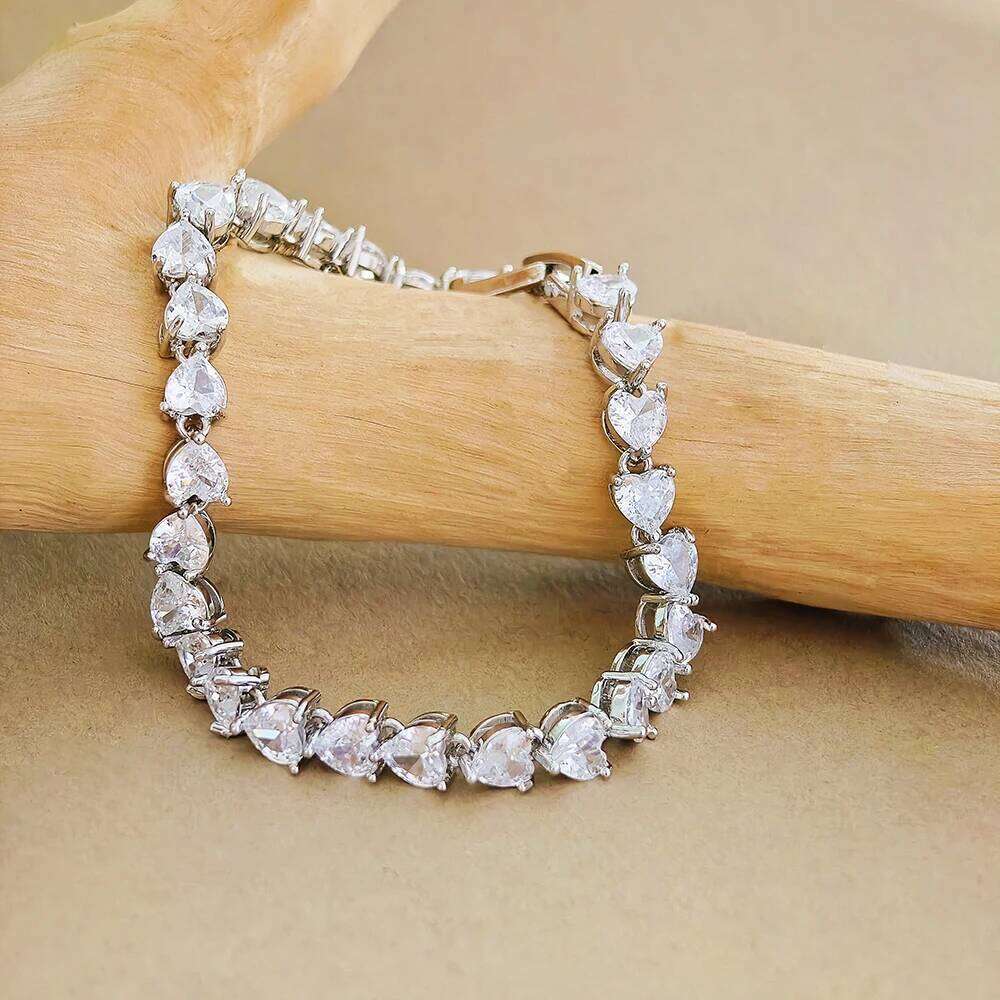Moonso Luxury Heart Silver Color Bracelet Bangle for Women Wedding Bride on Hand Valentine's Day Gift Jewelry S7982 Z260313