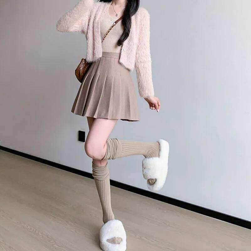 College Style Pleated for Women 2025 Autumn Winter High Waisted Thicken Woolen Skirt Female All-Match Casual Y2K Skirts Z260314