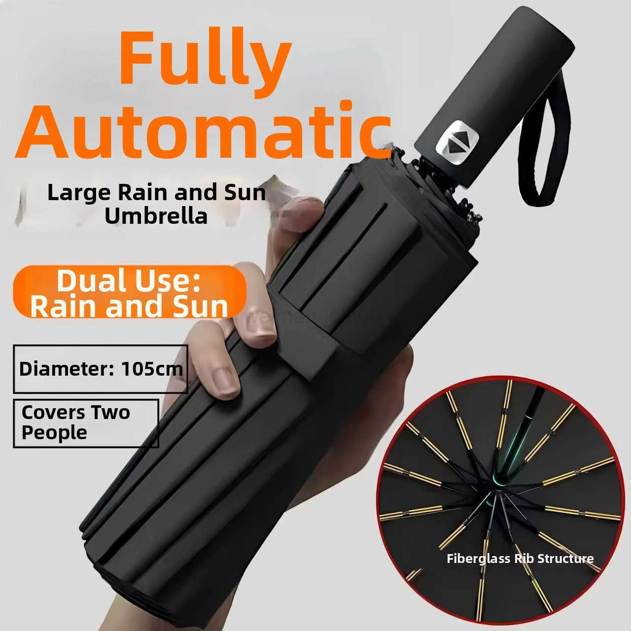 Super Strong Windproof Automatic Folding Men Umbrella Reinforced Large Rainproof Sun Protection Umbrellas Women H260314