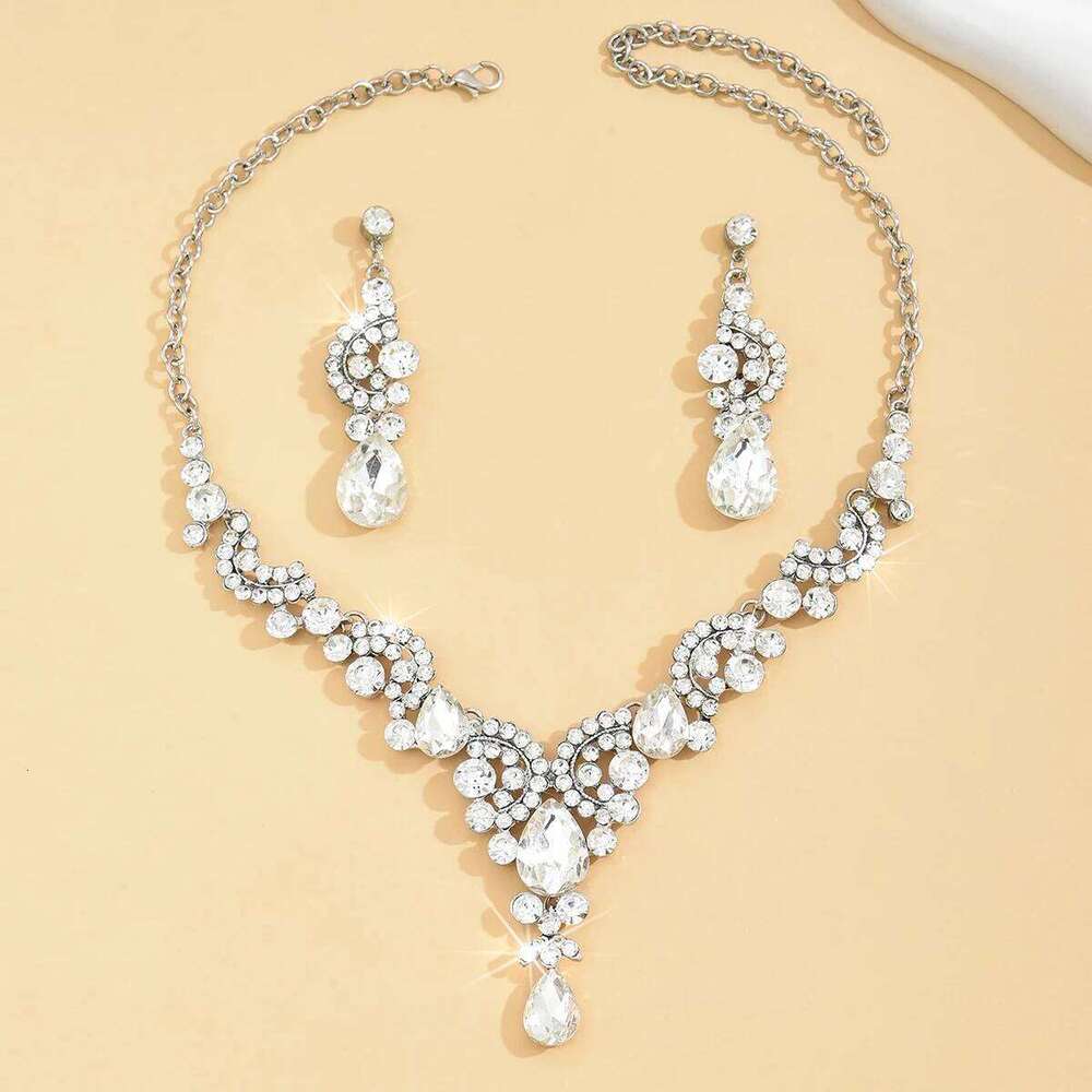 3PC Women's Fashion Geometric Water Drop Necklace Earrings Jewelry Set Suitable for Wedding, Party, Festival Gifts-8023 Z260313